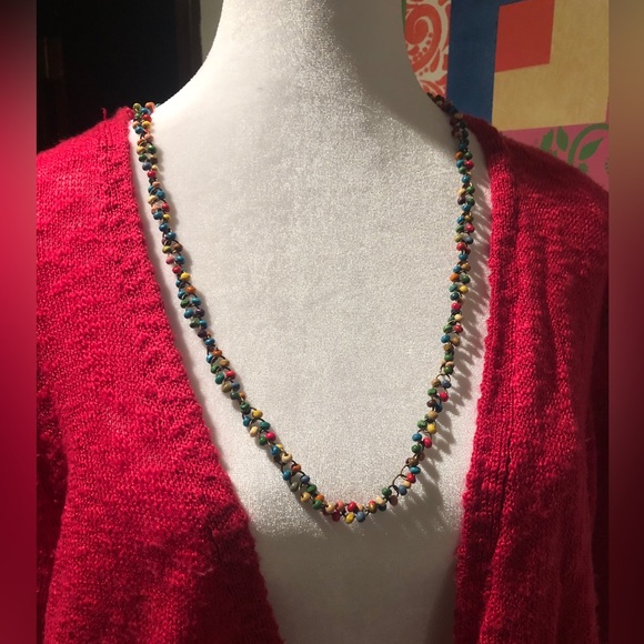 Colorful 18” necklace with metal rings and wooden beads - Picture 7 of 9